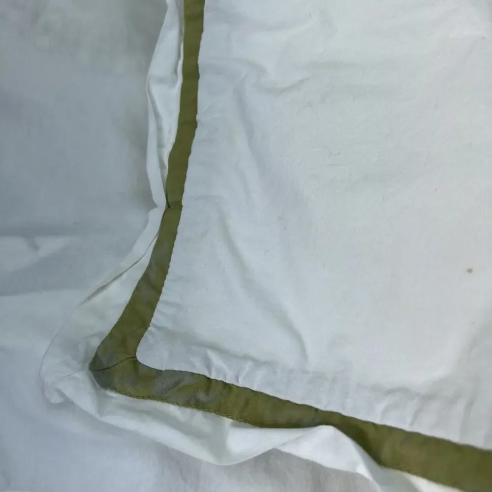 Pottery Barn Floral Embroidered Green Fern White Duvet Cover Botanical Queen